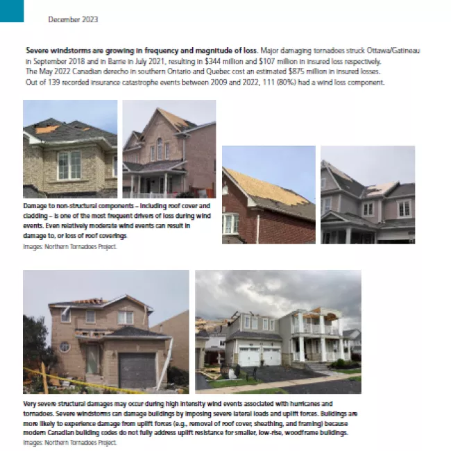 Executive summary text with wind-damaged houses